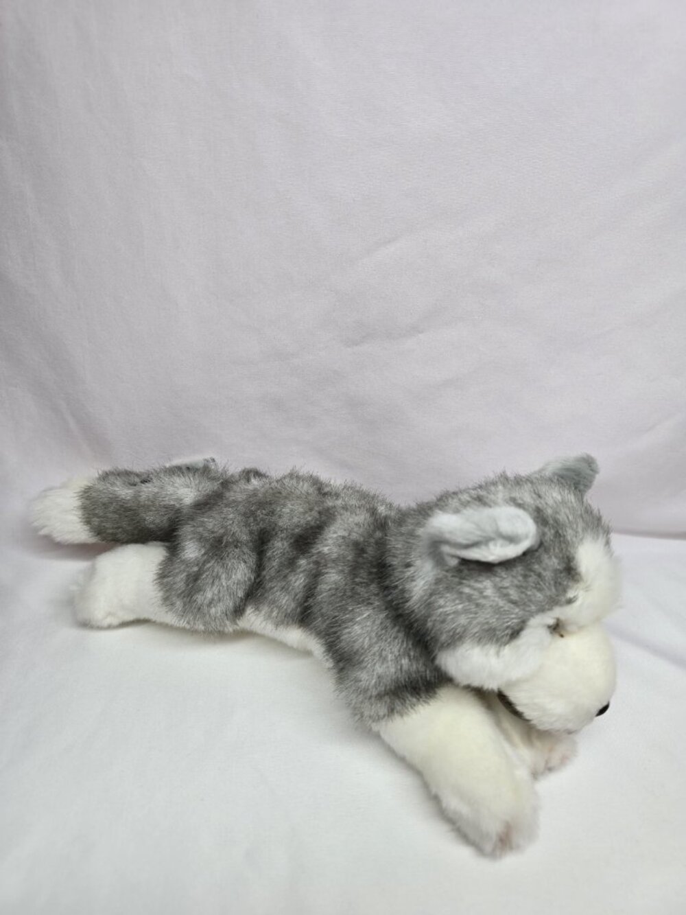 Russ Yomiko Classics Husky Gray & White Blue Eyes Puppy Dog Plush 12" Laying